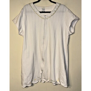 Aria XL Full Zip Floral Embroidered Nightgown CottageCore Grandmacore Fairycore